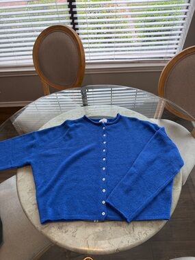 Women's Electric Blue Button-Front Knit Cardigan
